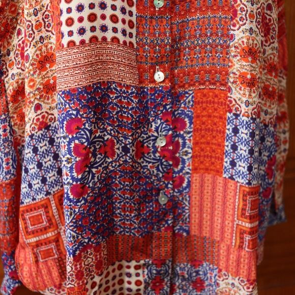 Old Navy Colorful Patchwork Sleeveless Button Front Summer Top Medium - Picture 5 of 9